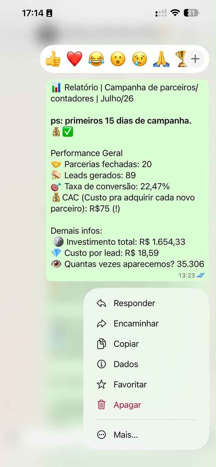 Feedback de operação atendida pela Digitático